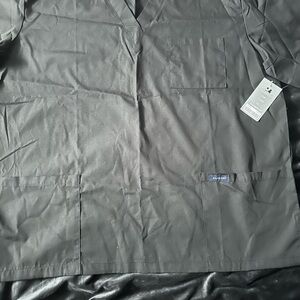 Black V-Neck Scrub Top with Patch Pockets